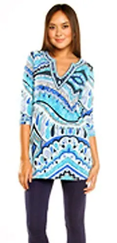 Joyous & Free - Diamond Head, 3/4 Sleeve Tunic Sweetheart Collar & Side Pleats