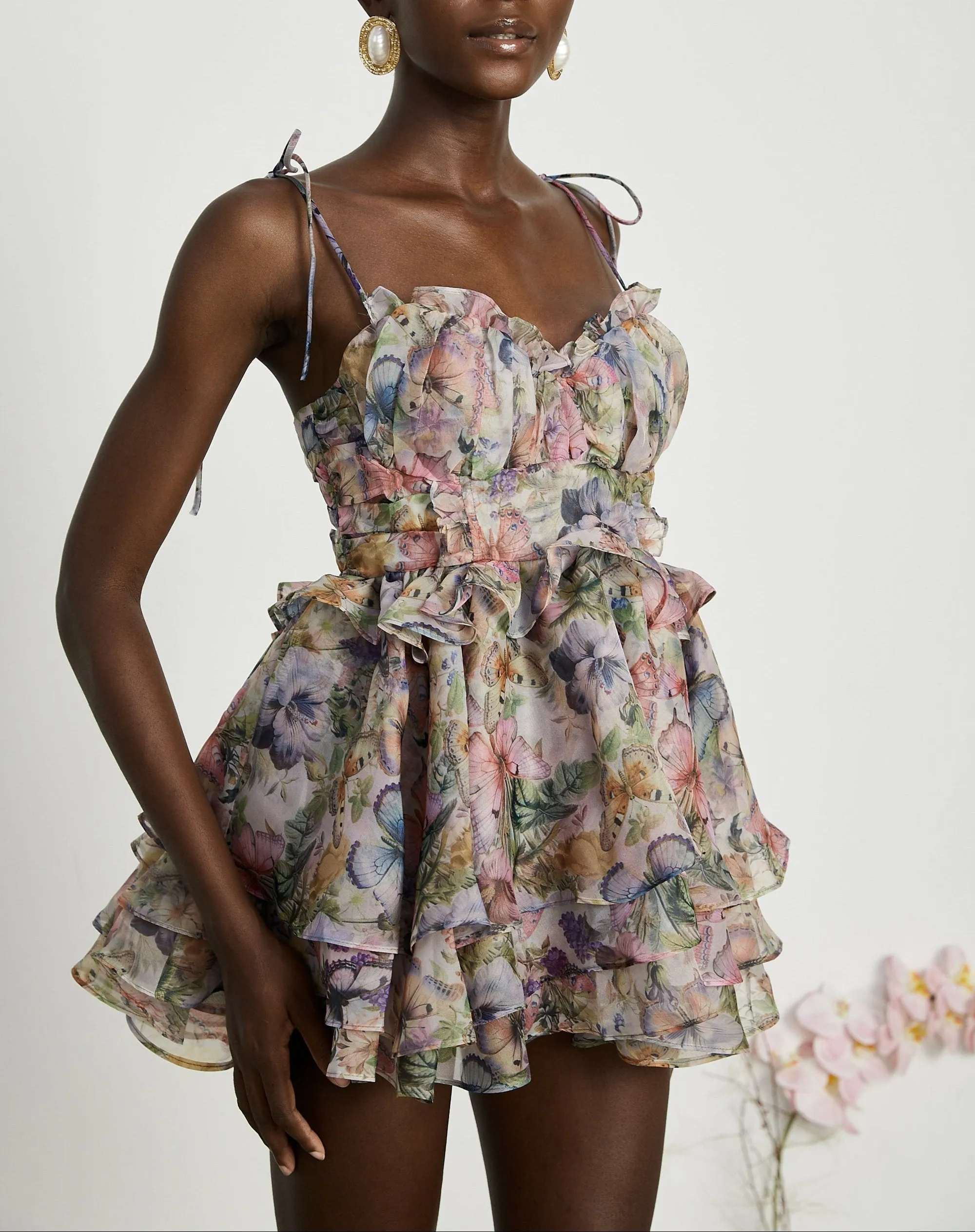 Juliette floral print pleated mini dress