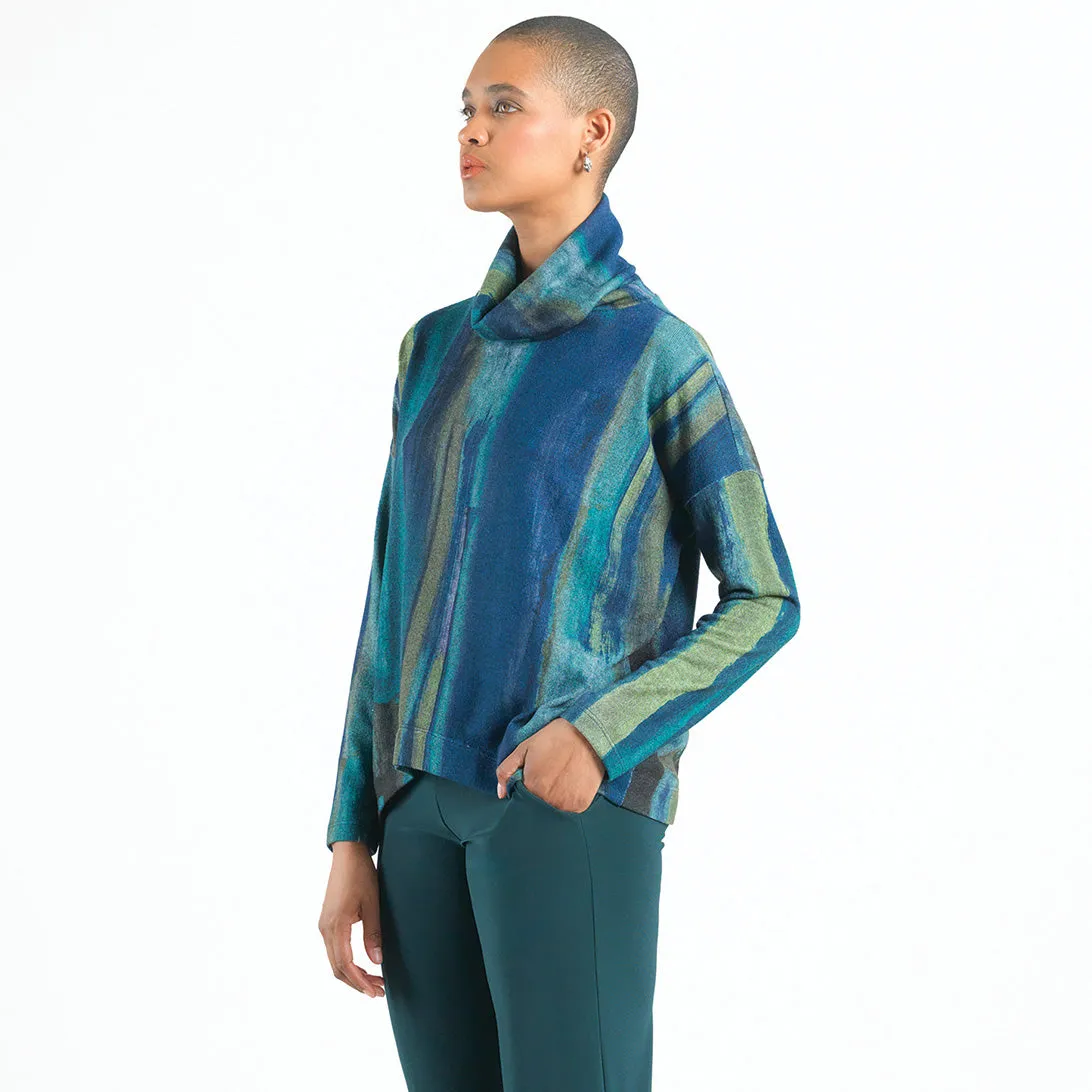 Lightweight Cozy - Tipped Hem Sweater Top - Paint Stroke - Final Sale!