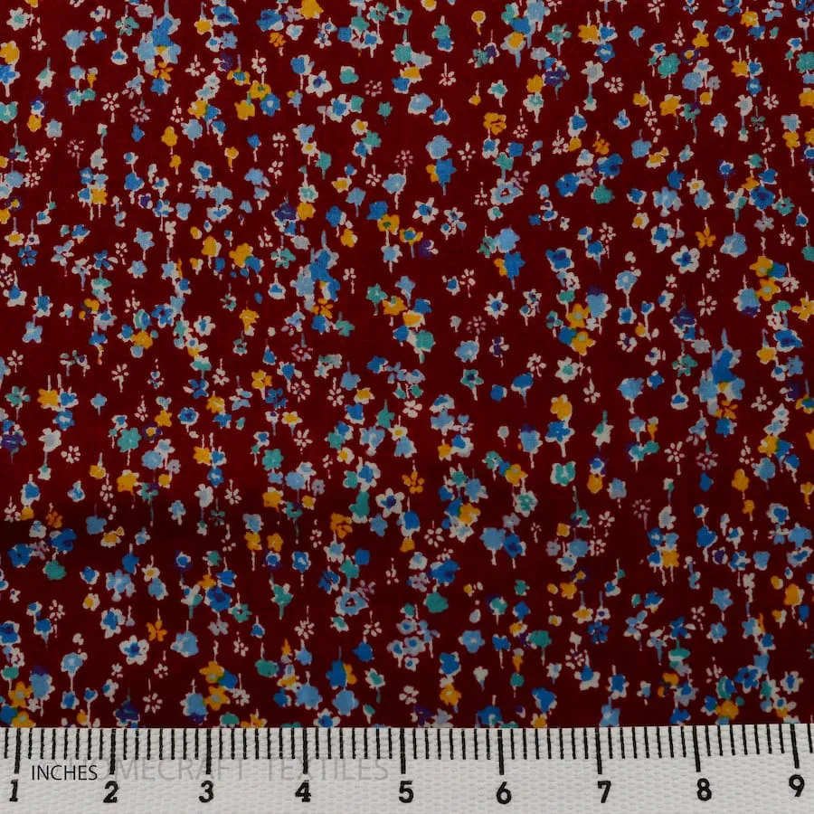 Maroon Tiny Meadow Cotton Print