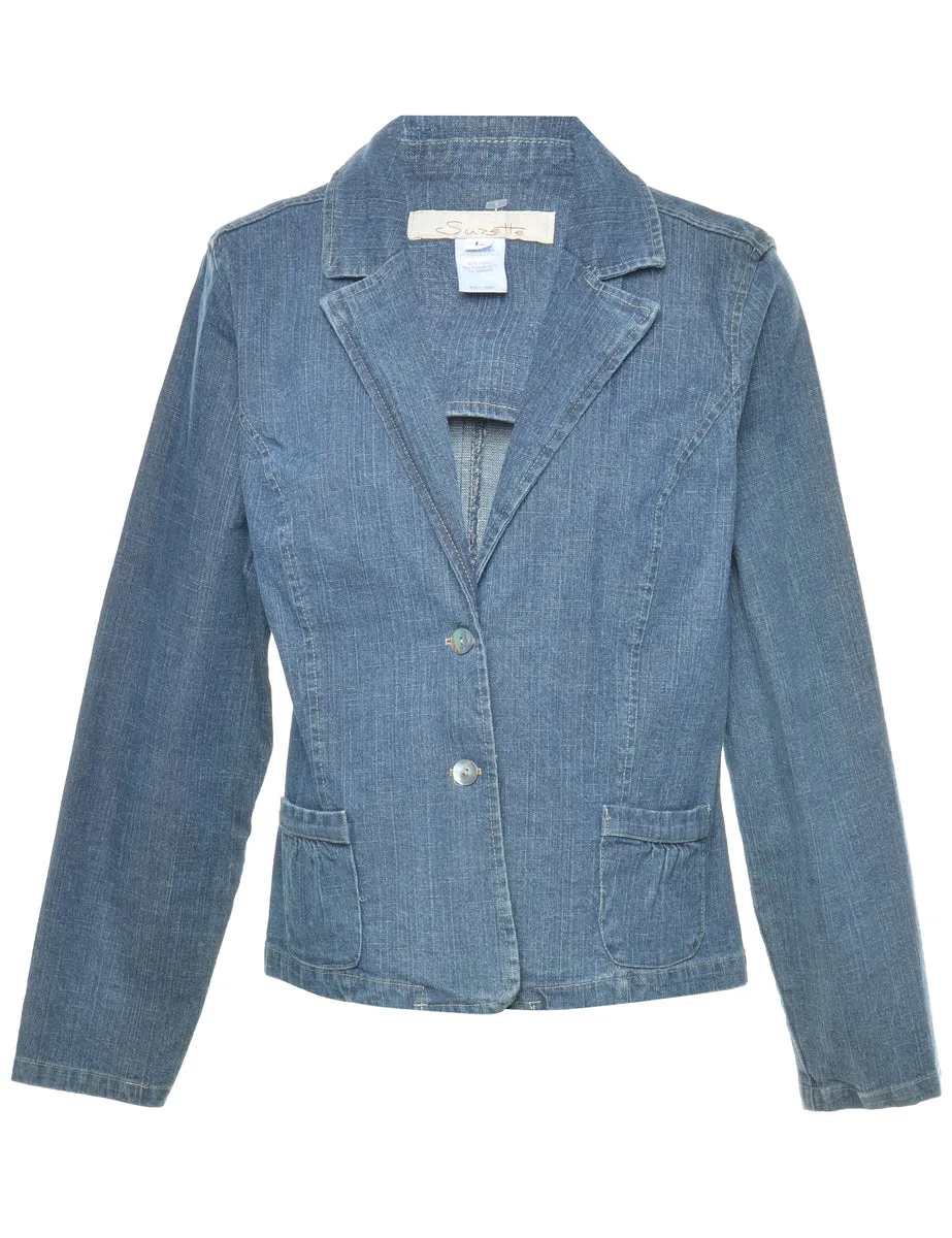 Medium Wash Denim Blazer Jacket - L