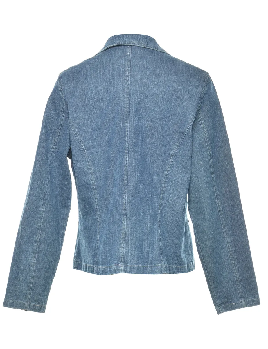 Medium Wash Denim Blazer Jacket - L