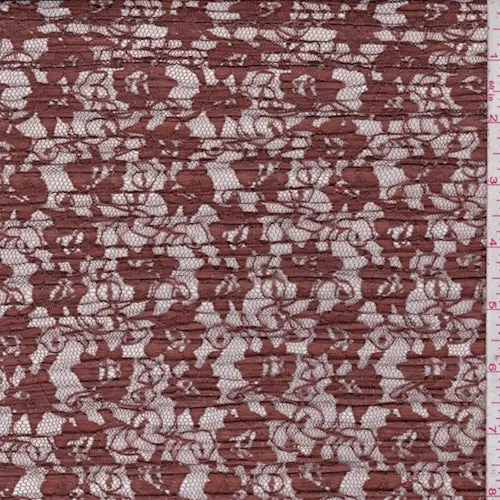 Mocha Floral Crinkle Lace Fabric