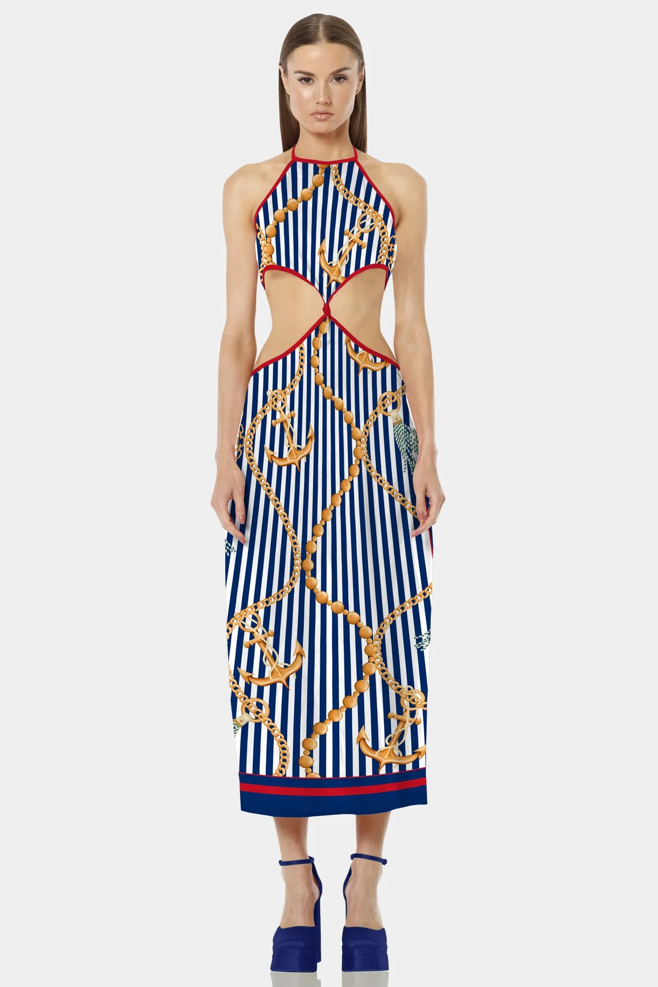 Nautical Stripes Fancy Maxi Dresses