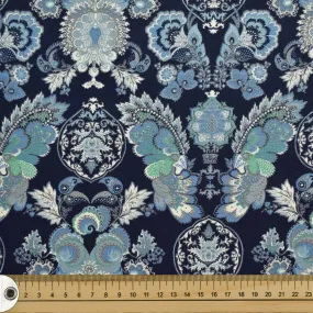 Navy Ornate Vintage Cotton Print