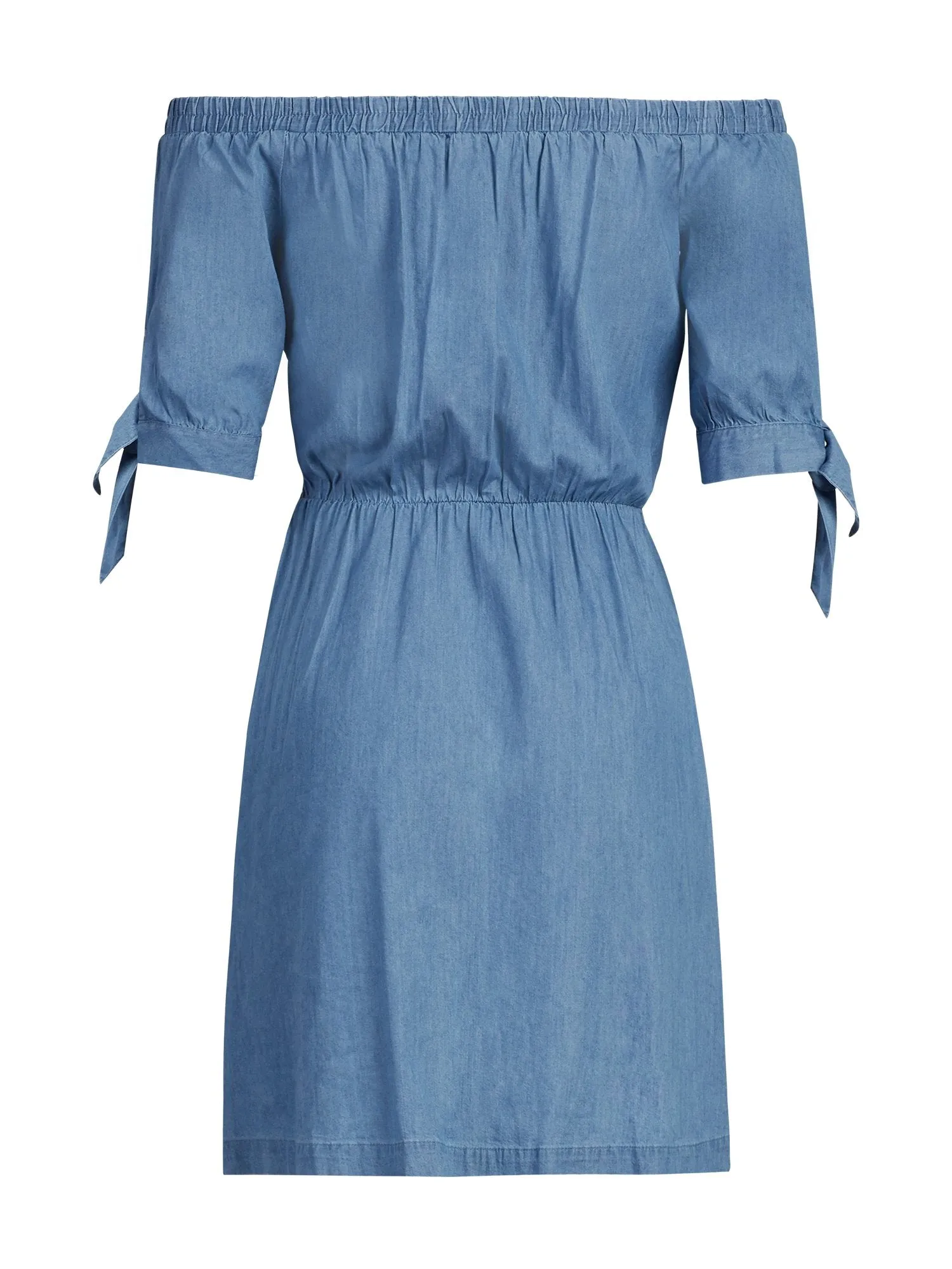 Off-The-Shoulder Denim Shift Dress