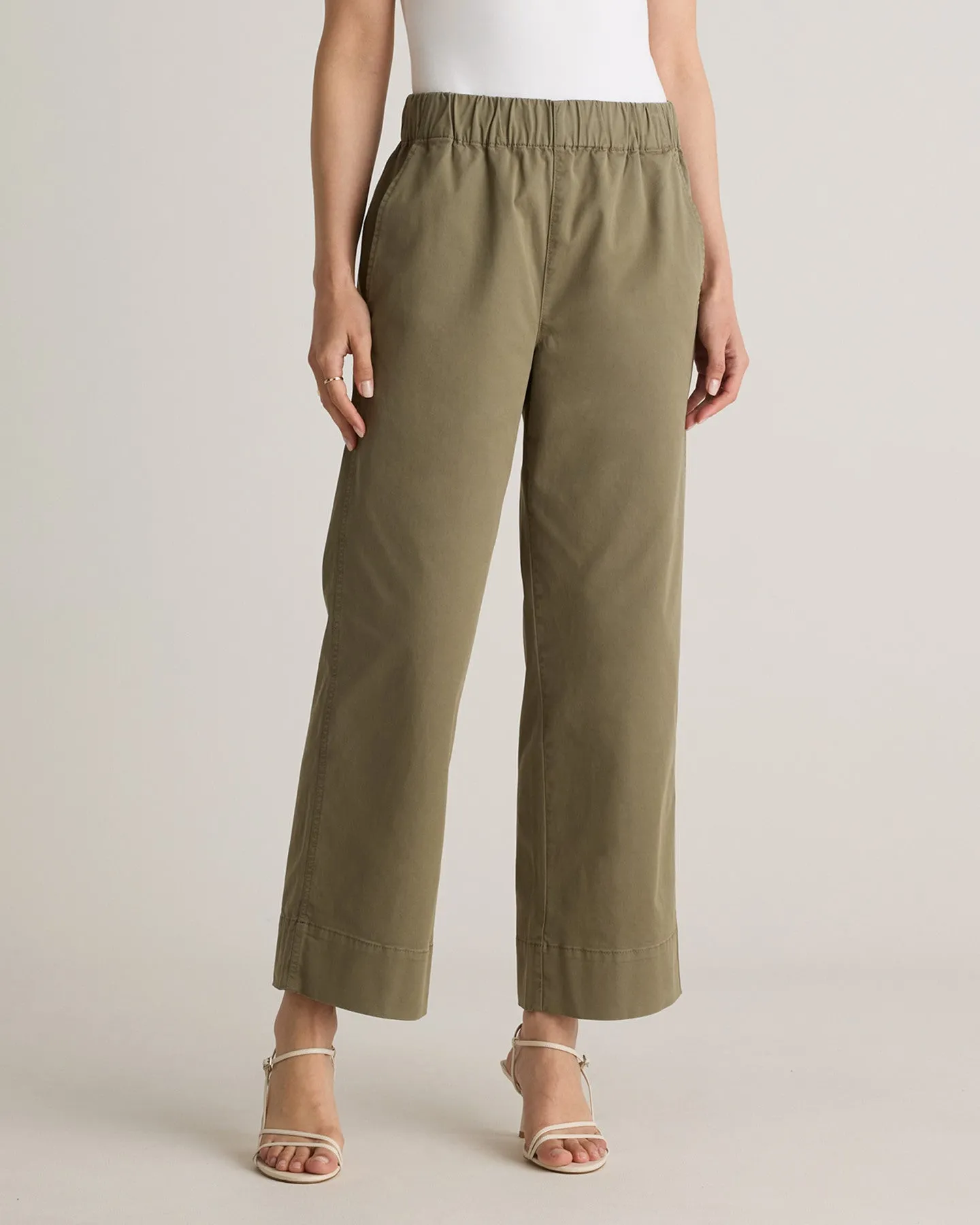 Organic Stretch Cotton Wide Leg Chino Pants