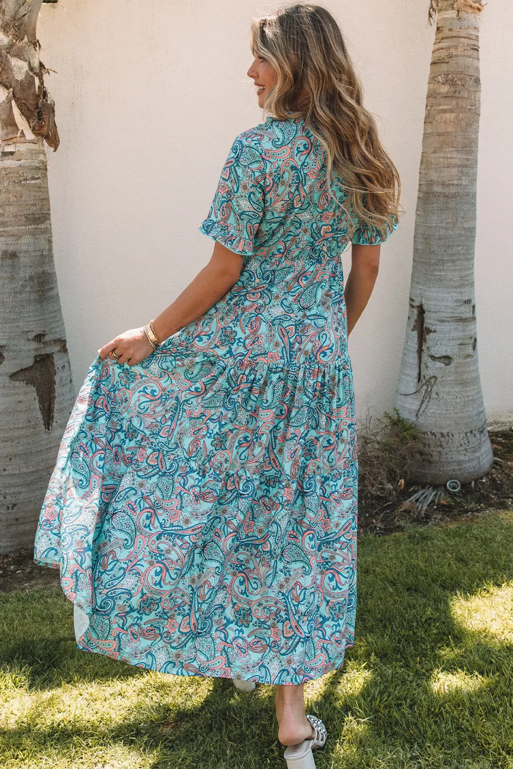 Paisley Boho Ruffle Tiered Maxi Dress