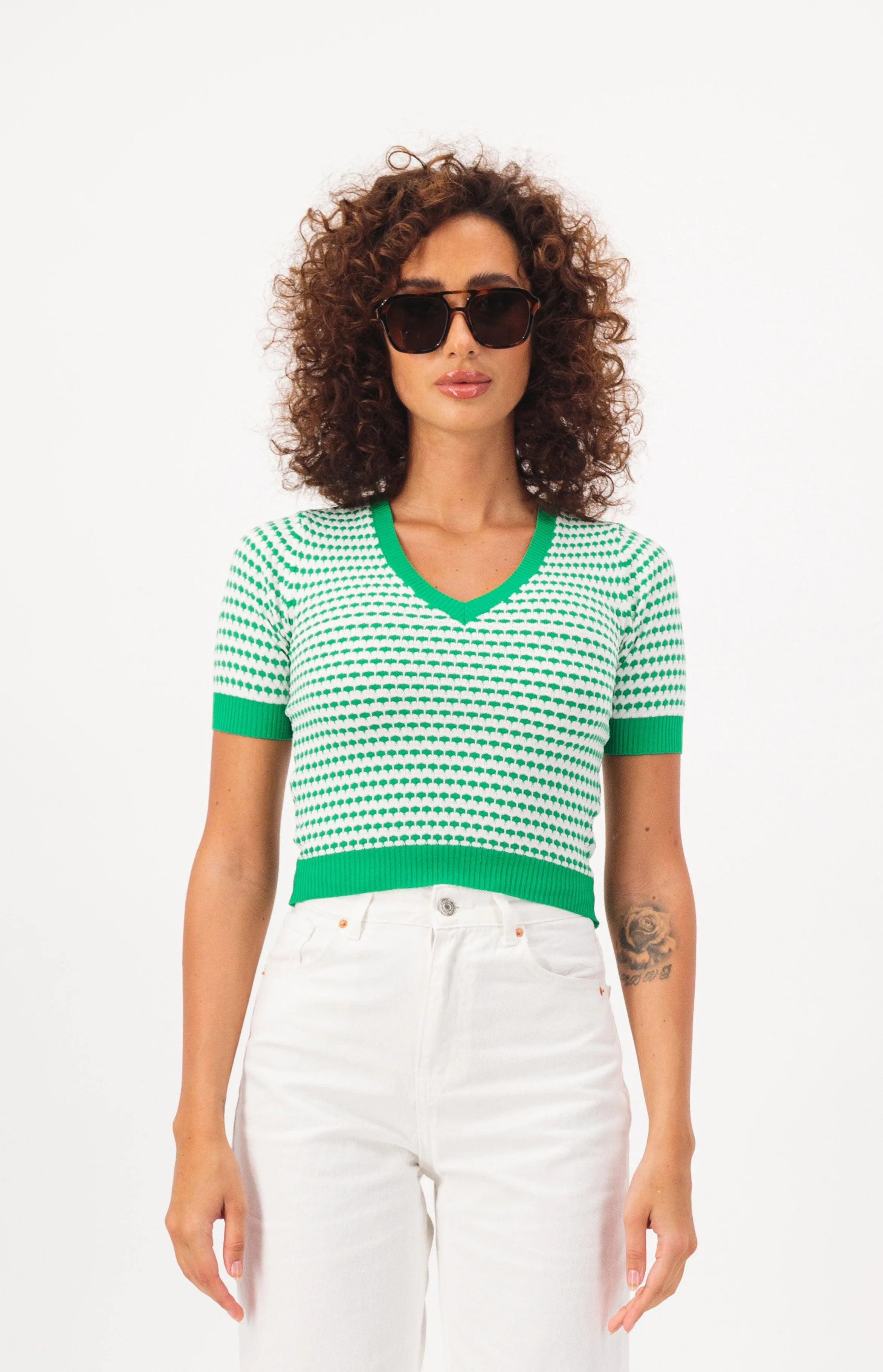 Patterned Short Sleeve Crop Top T-Shirt