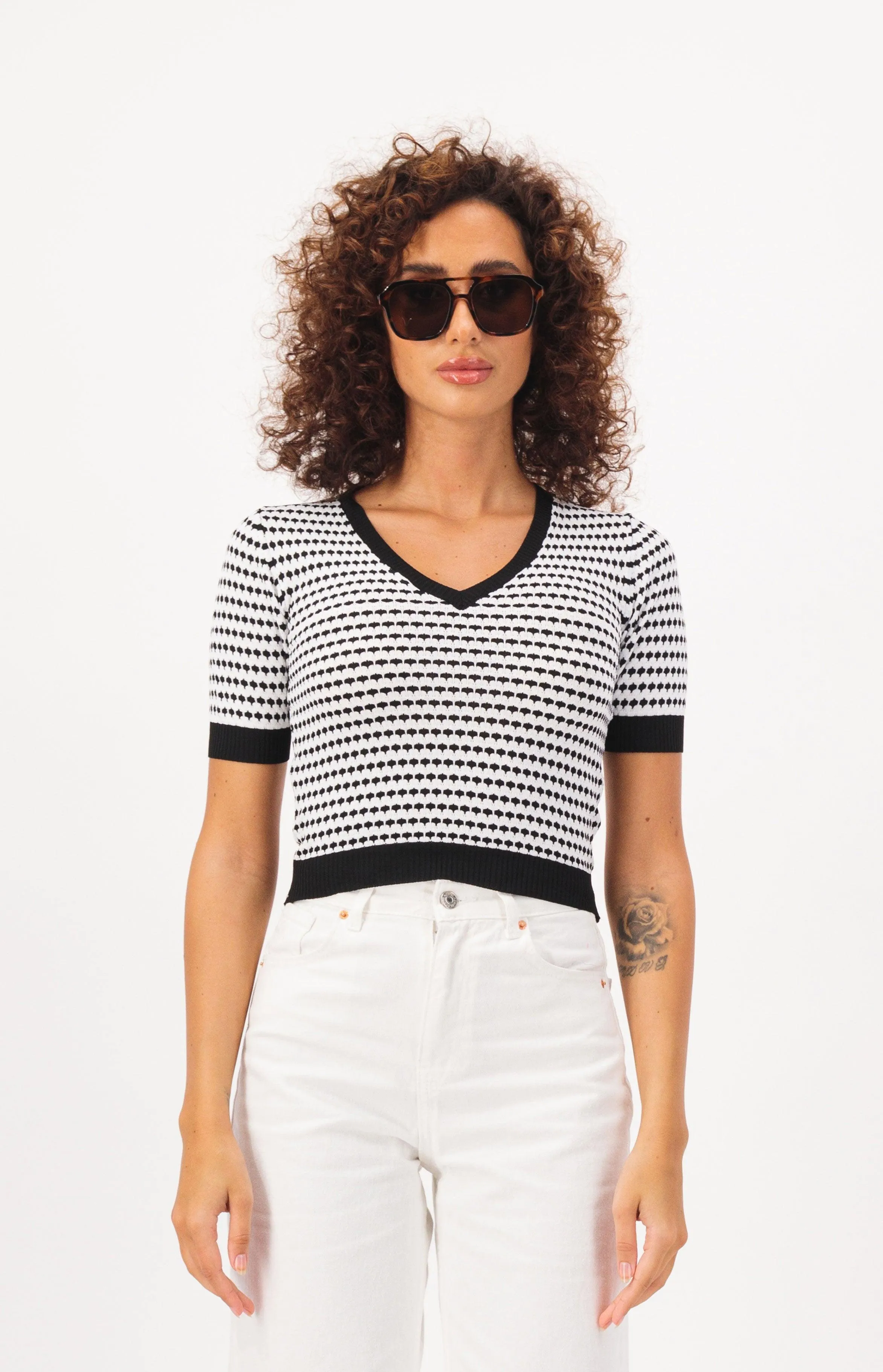 Patterned Short Sleeve Crop Top T-Shirt