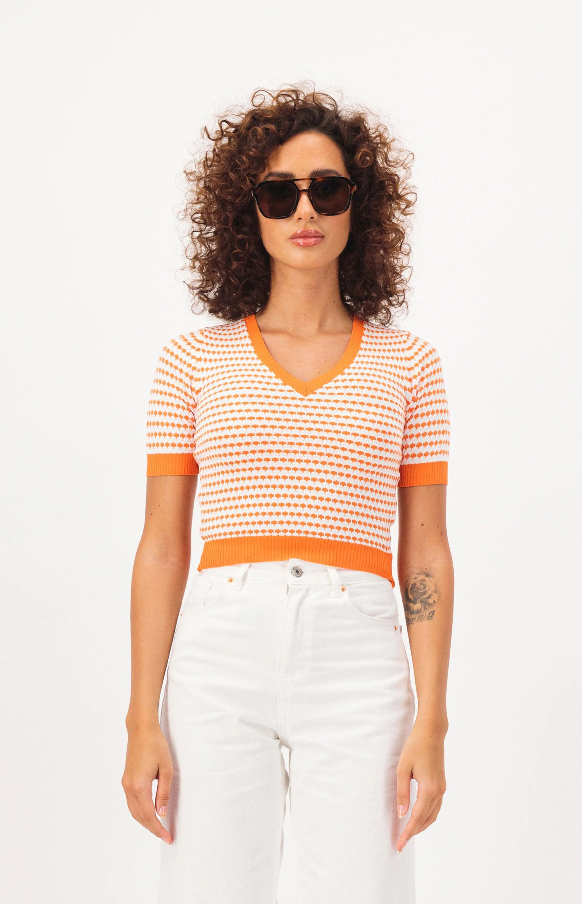 Patterned Short Sleeve Crop Top T-Shirt