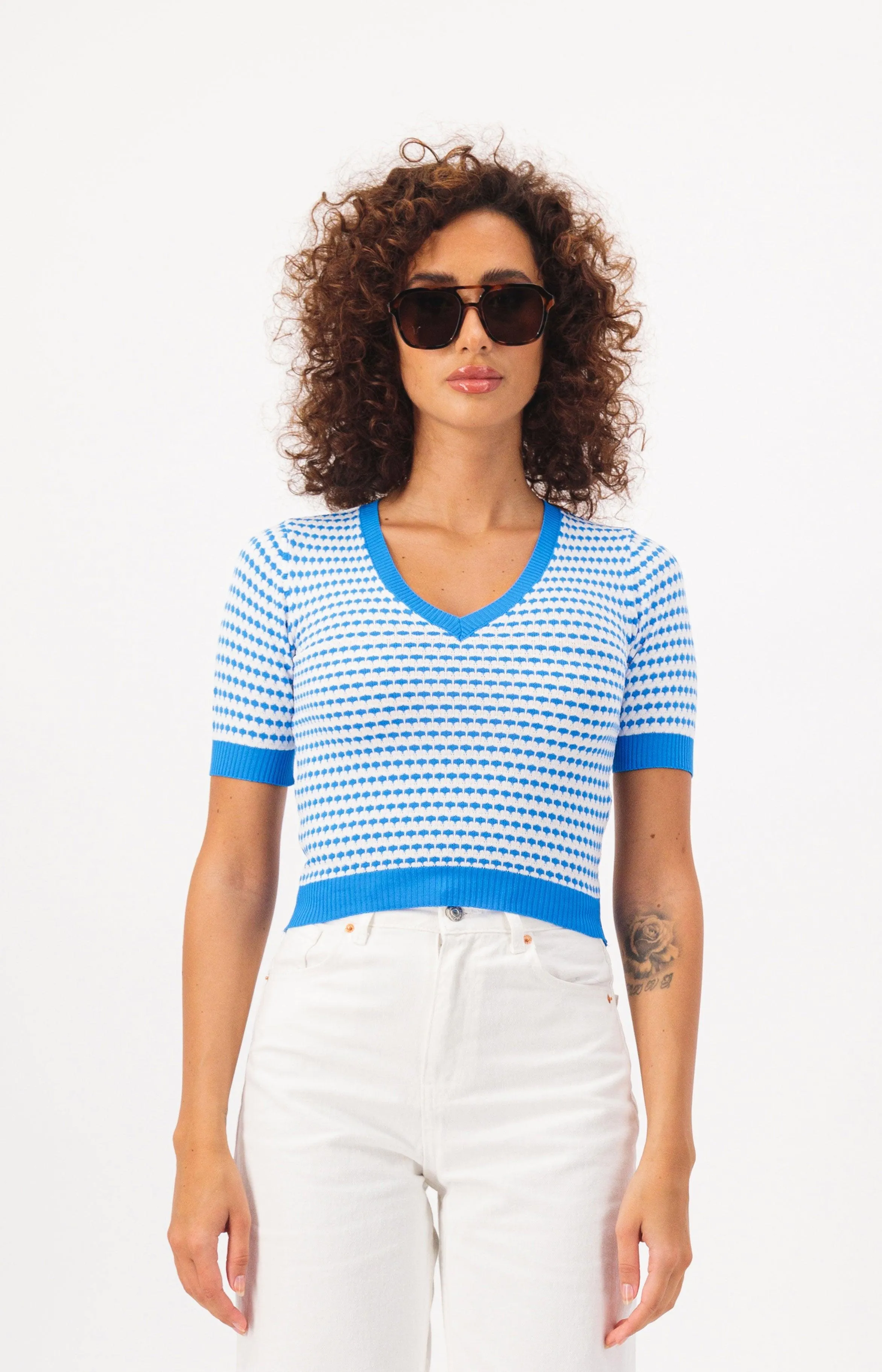 Patterned Short Sleeve Crop Top T-Shirt