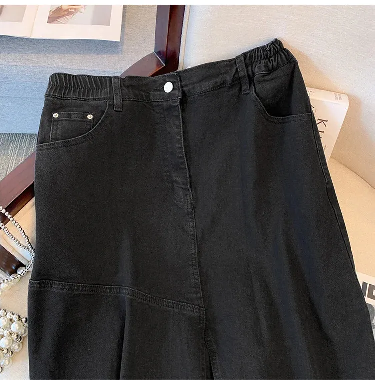 Plus Size Casual Denim Loose Skirts