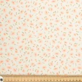 Ruby Red Collection #09 Small Pink Flowers on Pale Yellow Cotton Prints