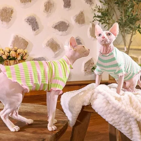 Ruffle Stripes Sphynx Cat Sweaters