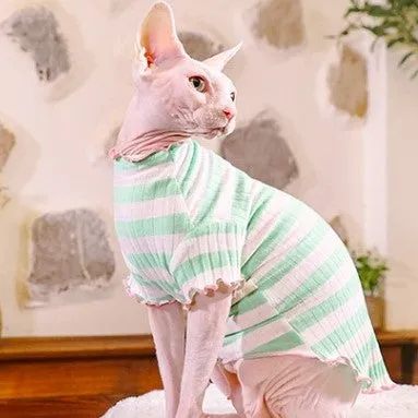 Ruffle Stripes Sphynx Cat Sweaters