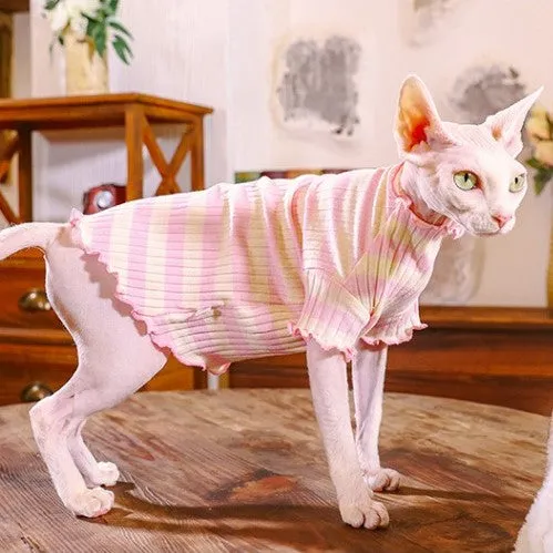 Ruffle Stripes Sphynx Cat Sweaters