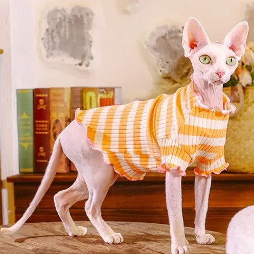 Ruffle Stripes Sphynx Cat Sweaters