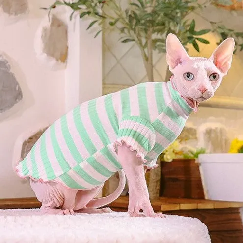 Ruffle Stripes Sphynx Cat Sweaters