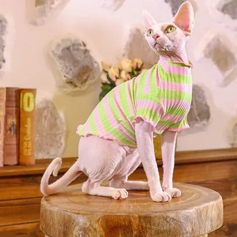 Ruffle Stripes Sphynx Cat Sweaters