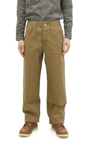 Samurai Jeans Trousers SJ48CP Men's Khaki Chinos Wide-Cut Relaxed Fit Straight Legs Sulfur-dyed Chino Worrk Pants One-Washed