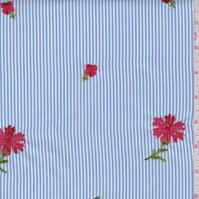 Soft Blue/White Stripe Polyester Fabric