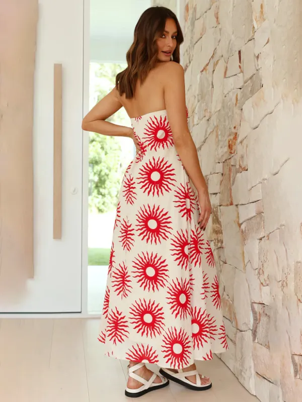 Strapless Maxi Dress with Fruit Print for Newlyweds