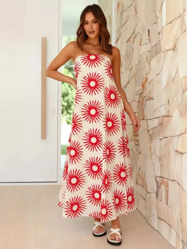 Strapless Maxi Dress with Fruit Print for Newlyweds