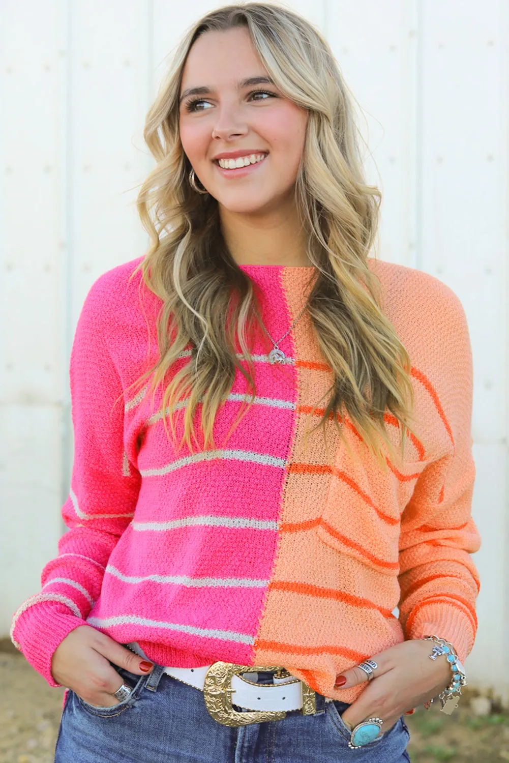 Striped Loose Fit Knit Sweater