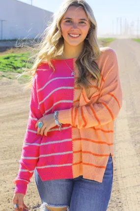 Striped Loose Fit Knit Sweater