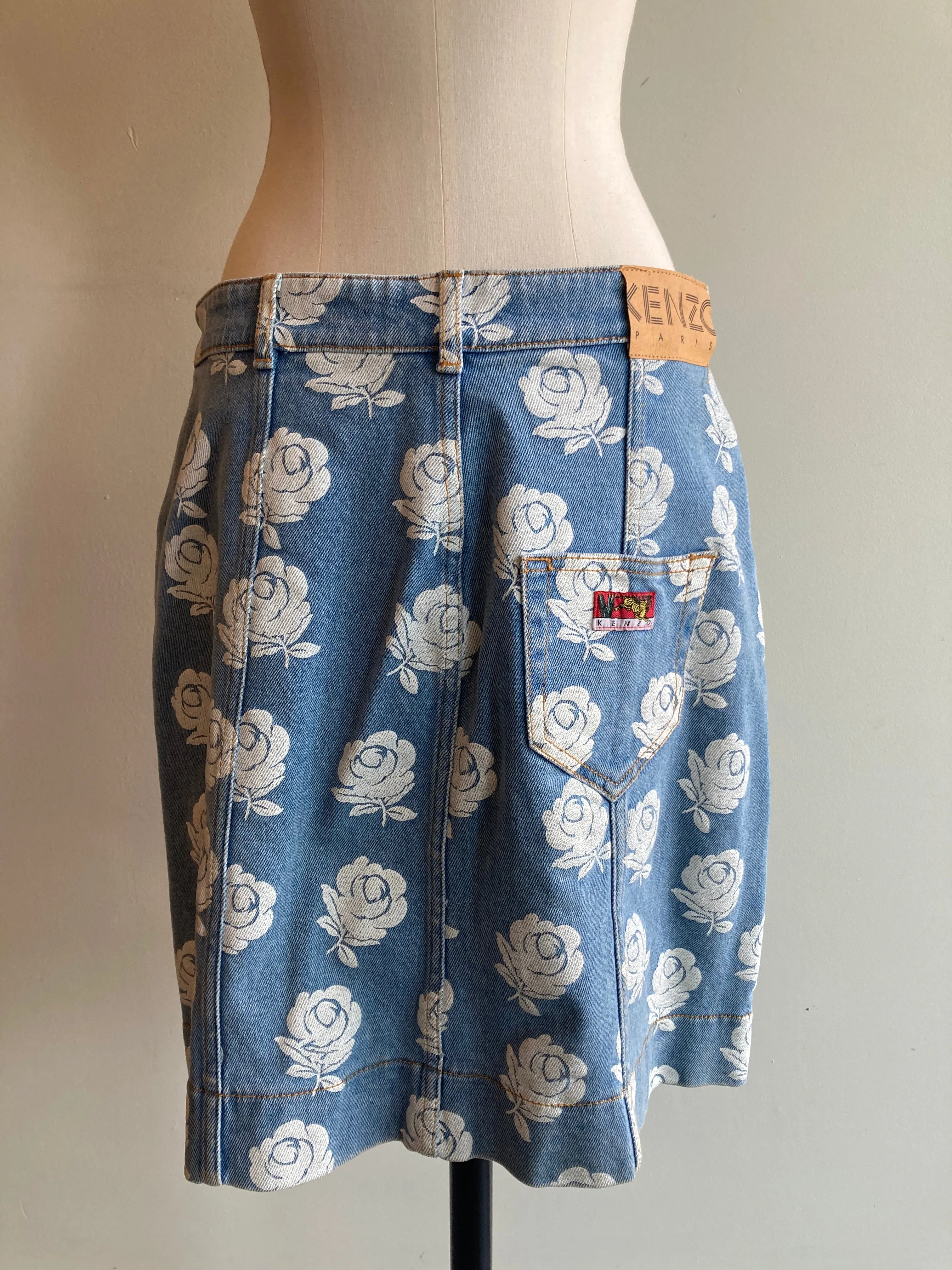 Vintage Floral Denim Skirt