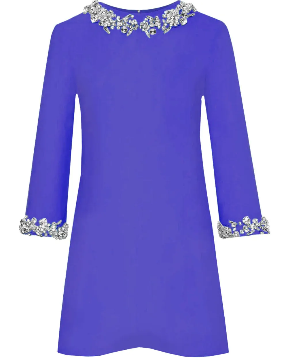 Violet Crystal Embroidered Shift Dress