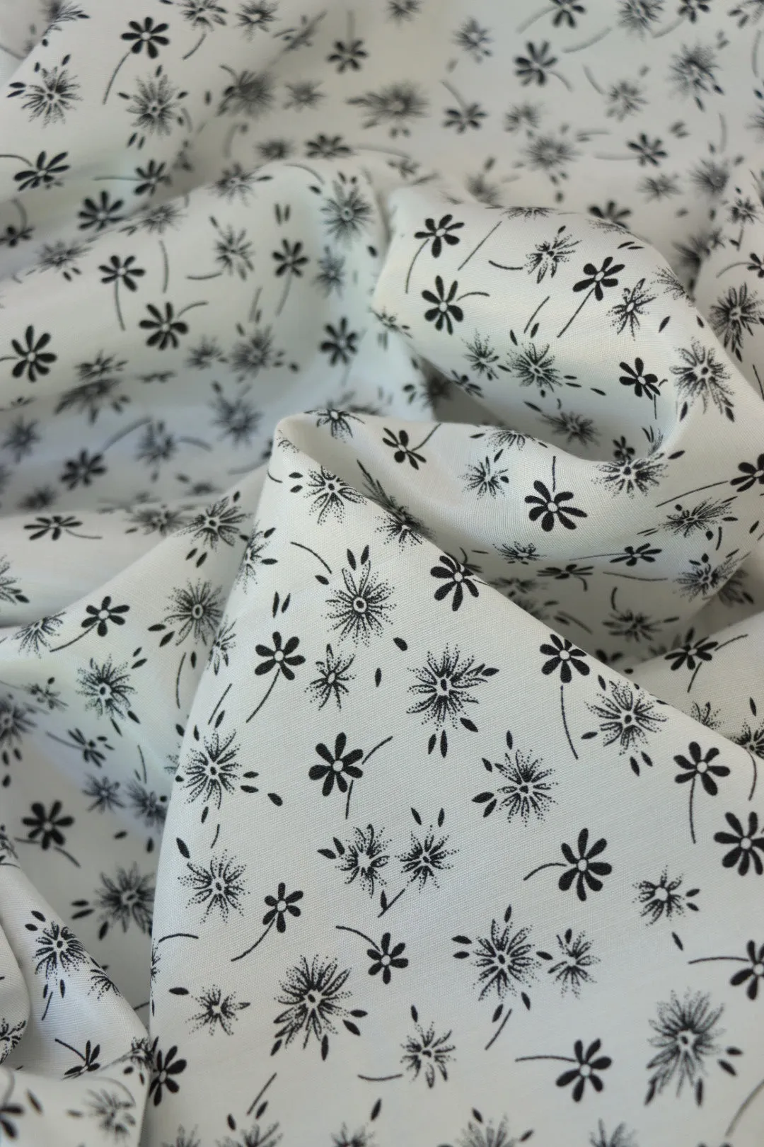 Wishing Floral on Ivory Viscose Satin